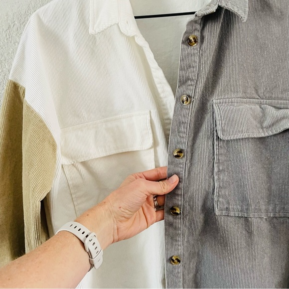 ACOA Corduroy Colorblock Oversized Shirt / Shacket - Picture 6 of 13
